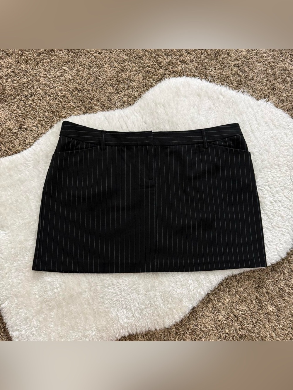 Y2k mall goth office siren black pinstriped mini skirt